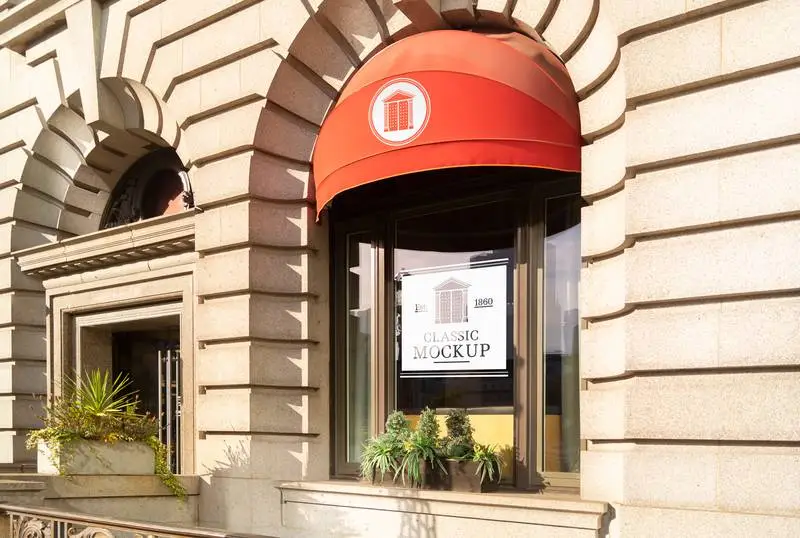 Mockup of a Double Logo Design on a Store Window