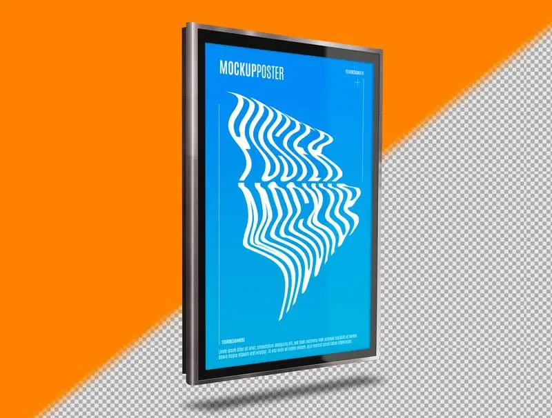 Mockup of a Poster Design on a MUPI on Transparent Background