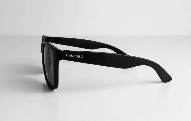 Mockup of Brand Printed on Black Sunglasses