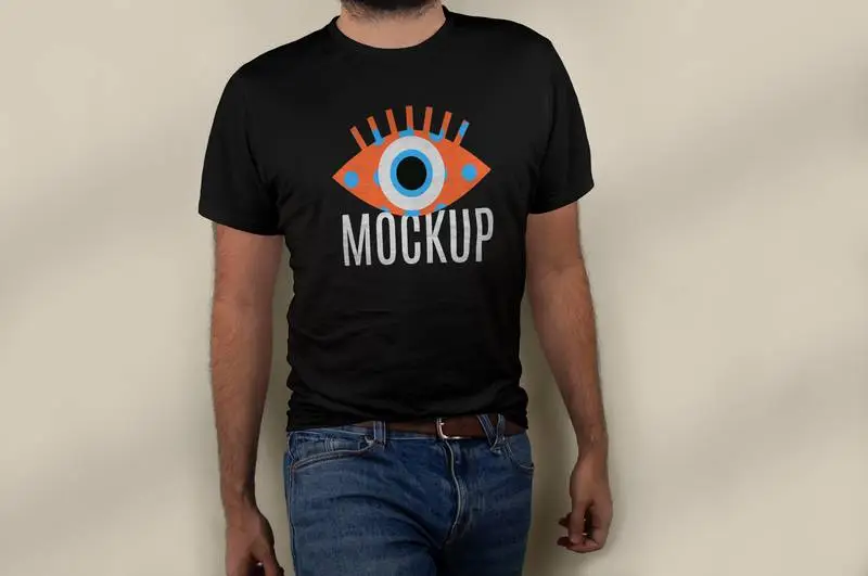 Mockup of Design on Black T-Shirt