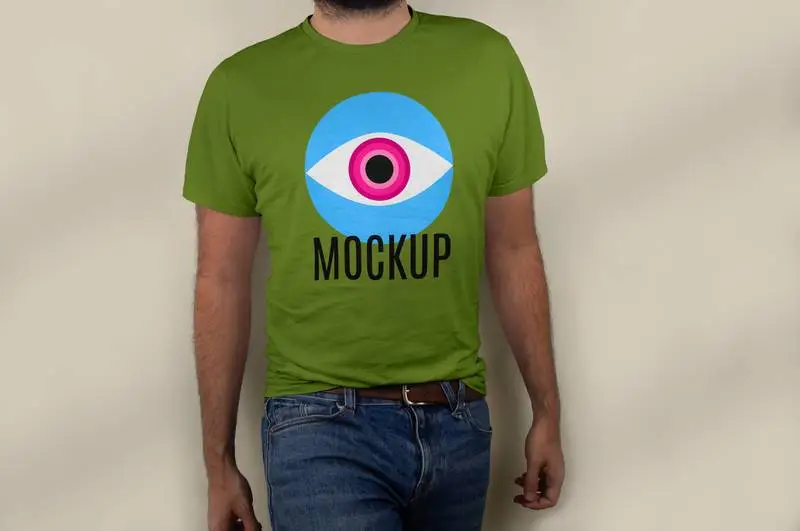 Mockup of Design on Green T-Shirt