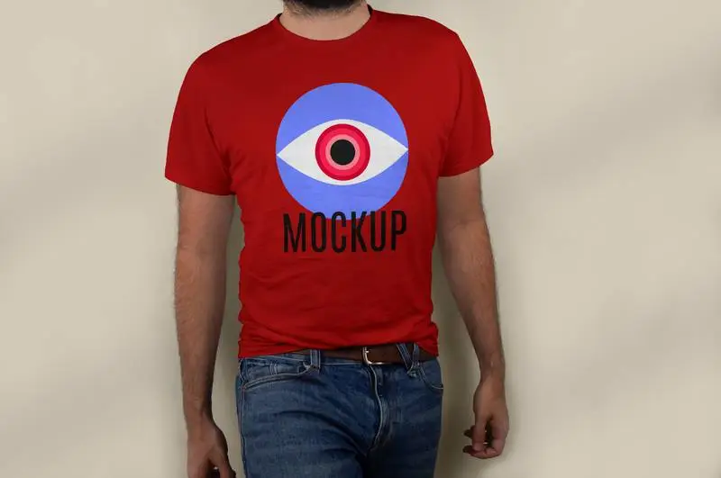 Mockup of Design on Red T-Shirt