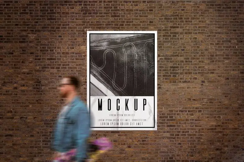 Mockup of Poster on a Brick Wall