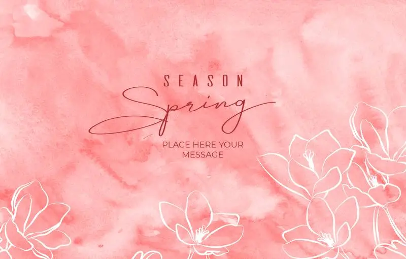 Pink Watercolor Background with White Flowers for Spring