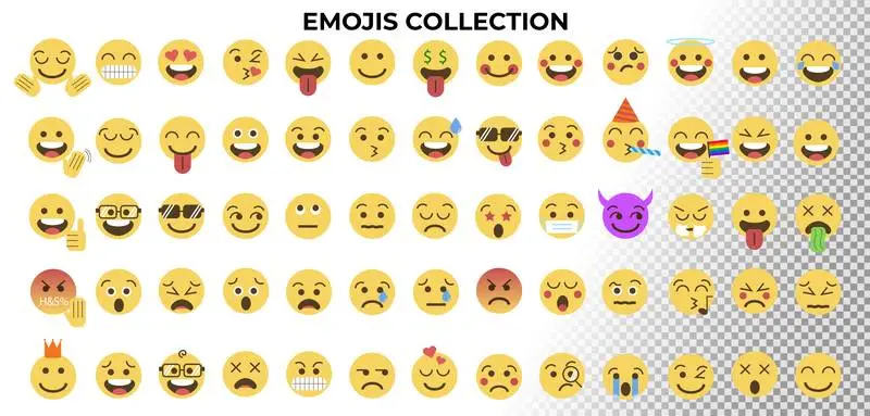 Pack of Emojis in Flat Style on a Transparent Background