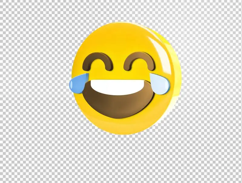 Circular 3D Emoji with Smiley Face and Tears in the Eyes