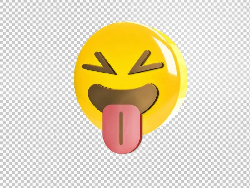 Circular 3D Emoji with Cheeky Smile