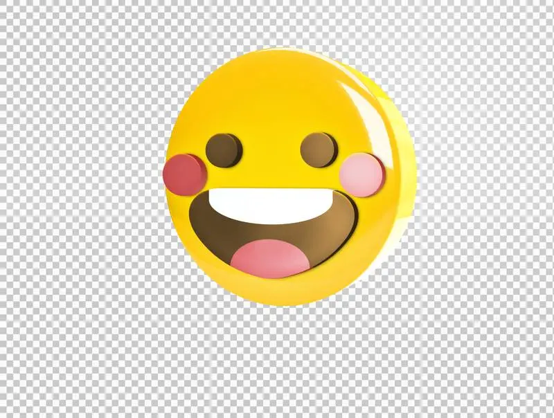 Circular 3D Emoji with Excited Smile
