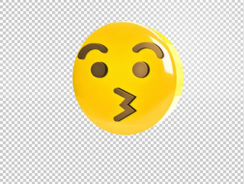 Circular 3D Emoji with Kissing Lips