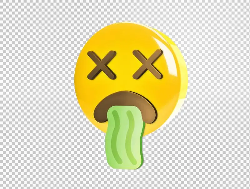 Circular 3D Emoji with Vomiting Face