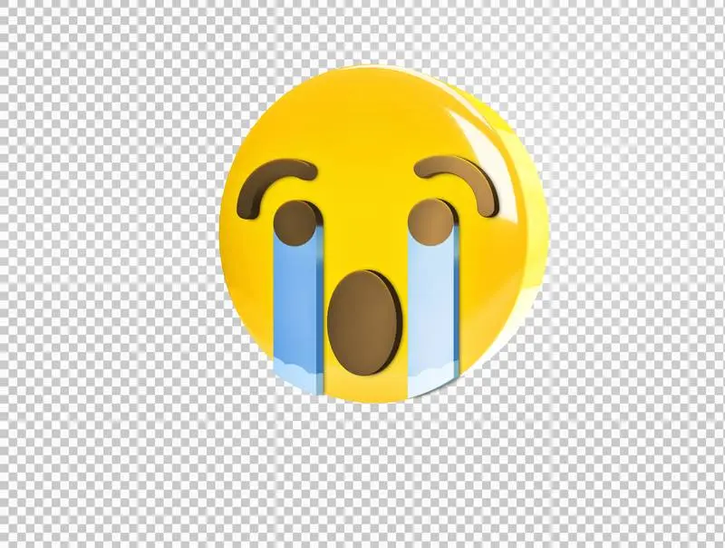 Circular 3D Emoji with Crying Face