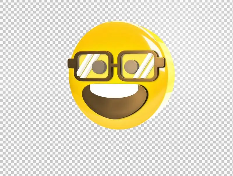 Circular Emoji with Happy Face and Glasses