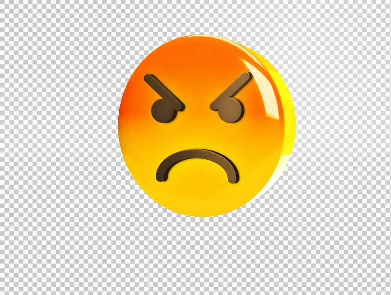 Circular Emoji with Angry Face