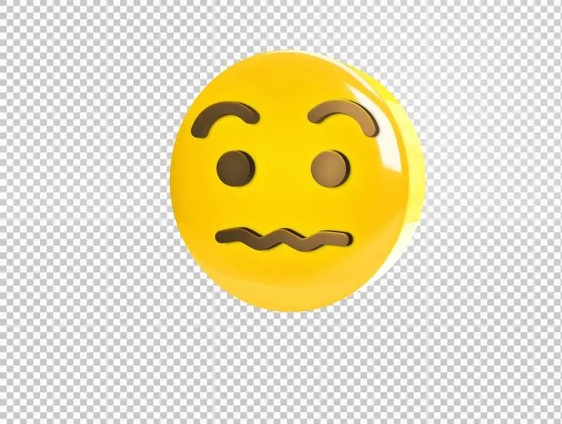 Circular 3D Emoji with Awkward Surprise Gesture