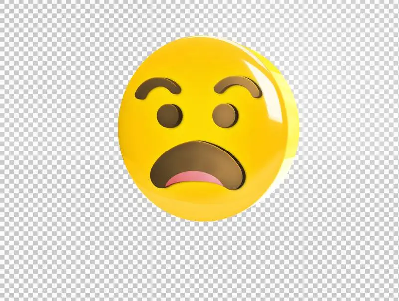 Circular 3D Emoji with Surprised Face