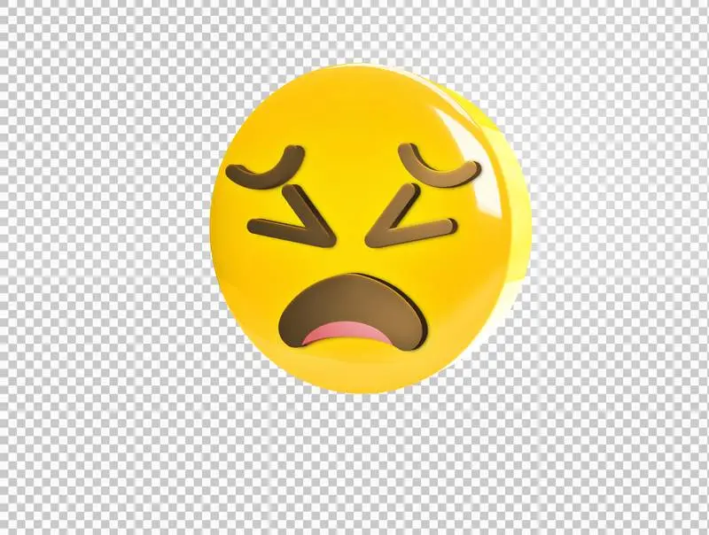Circular 3D Emoji with Pain Gesture