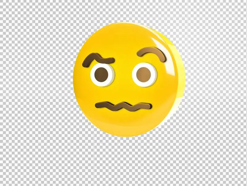 Circular 3D Emoji with Suspicious Gesture