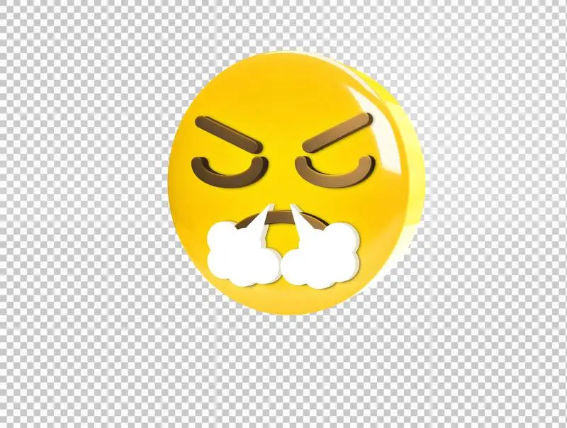 Circular 3D Emoji with Angry Gesture