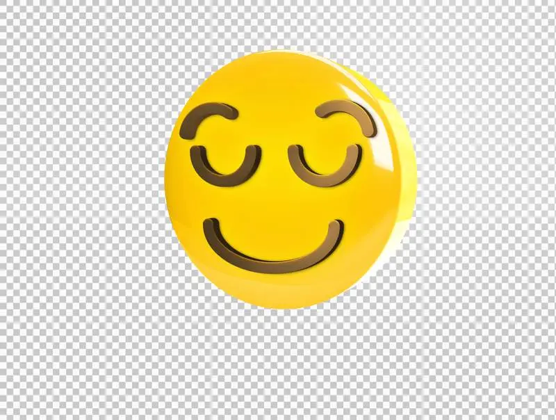Circular 3D Emoji with Quiet Smile