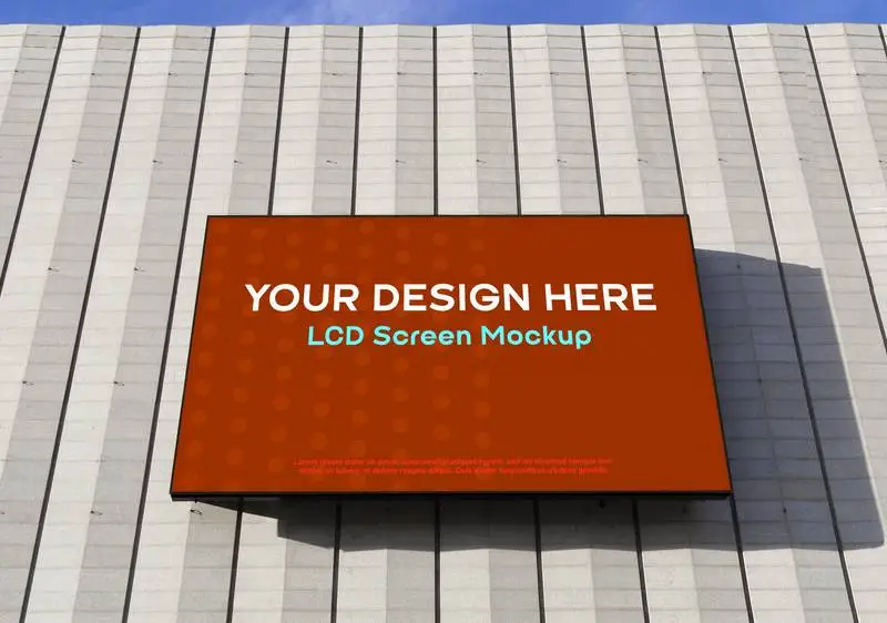 Mockup of LCD Screen on the Exterior Wall of a Building
