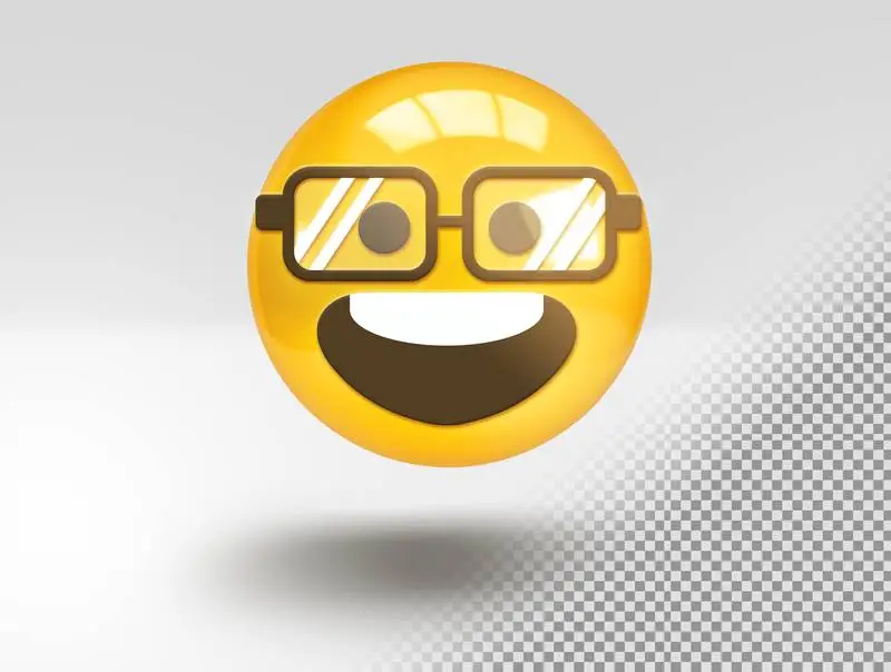 Realistic 3D Emoji with Happy Face and Glasses