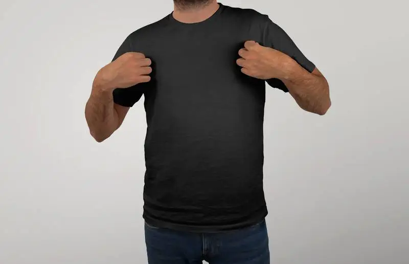 Male Model Standing with Black T-shirt