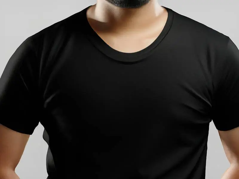 Male Model with Black T-shirt Front View