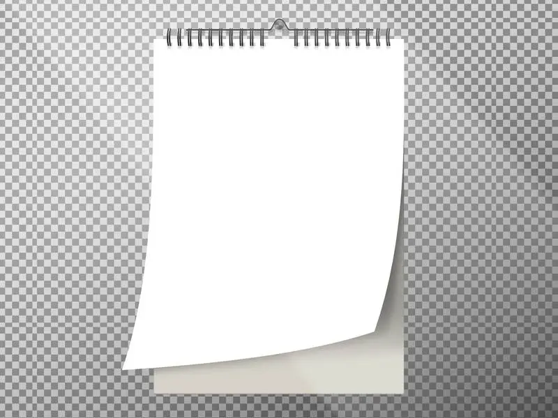 Spiral White A4 Calendar Over Transparent Surface
