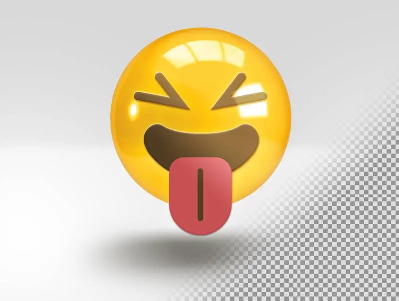 Circular 3D Emoji with Funny Smile Sticking Out Tongue