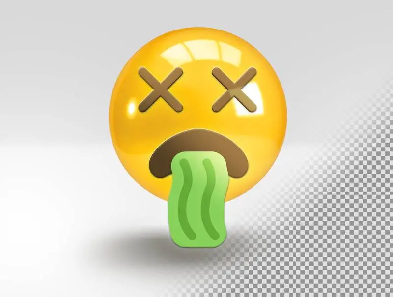 Realistic 3D Emoji with Vomiting Face