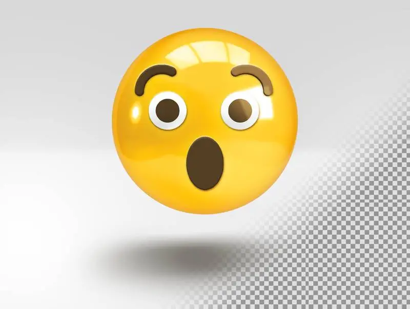 Realistic 3D Emoji with Astonished Look