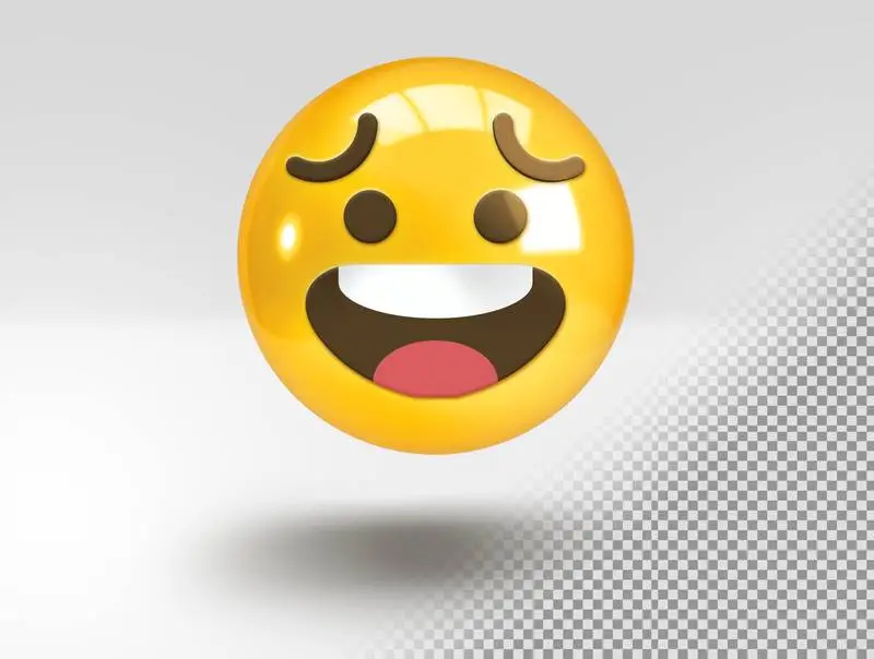 Realistic 3D Emoji with Awkward Smile