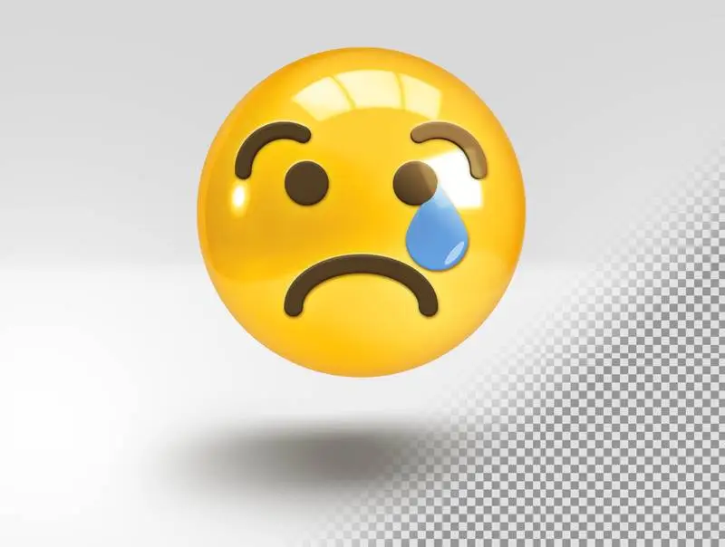 Realistic 3D Emoji with Sad Face and Tear