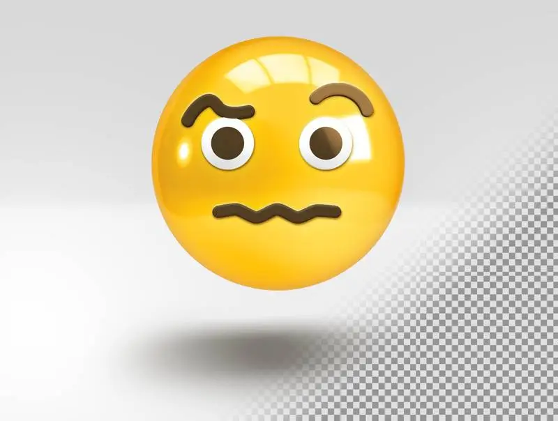 Realistic 3D Emoji with Suspicious Face