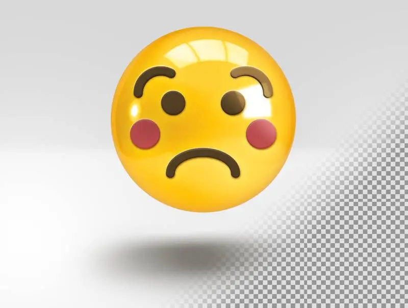 Realistic 3D Emoji with Sad and Blushing Face