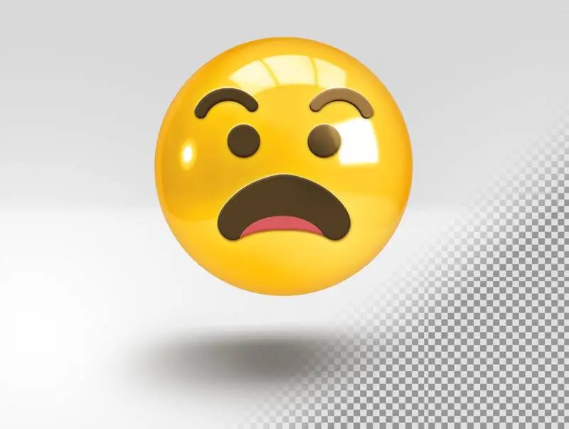 Realistic 3D Emoji with Surprised Face