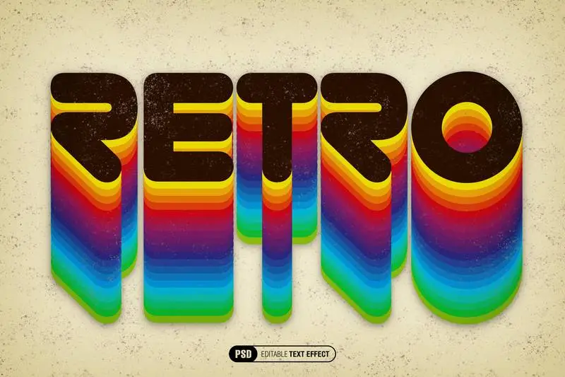 Rainbow Retro Editable Text Effect