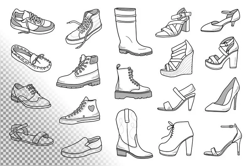 Collection of Doodles of Shoes and Boots