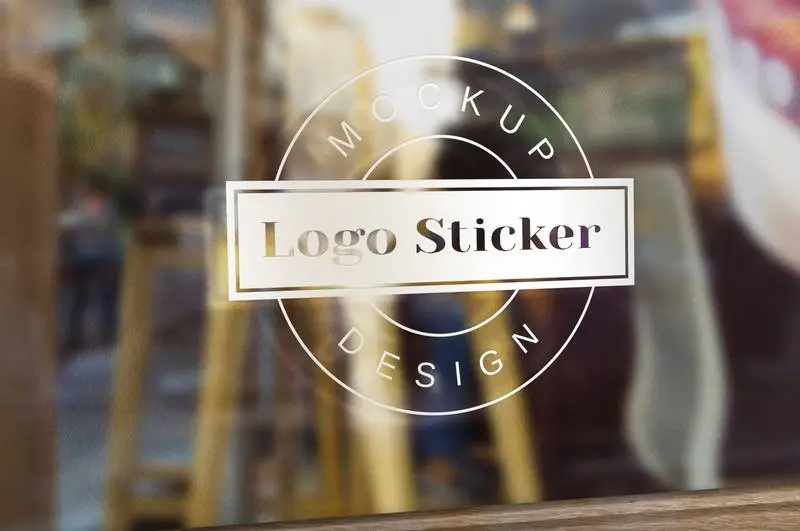 Mockup of Sticker with Logo on a Shop Window