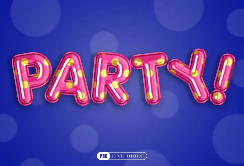 Editable Text Effect of Pink Balloons with Gold Polka Dots