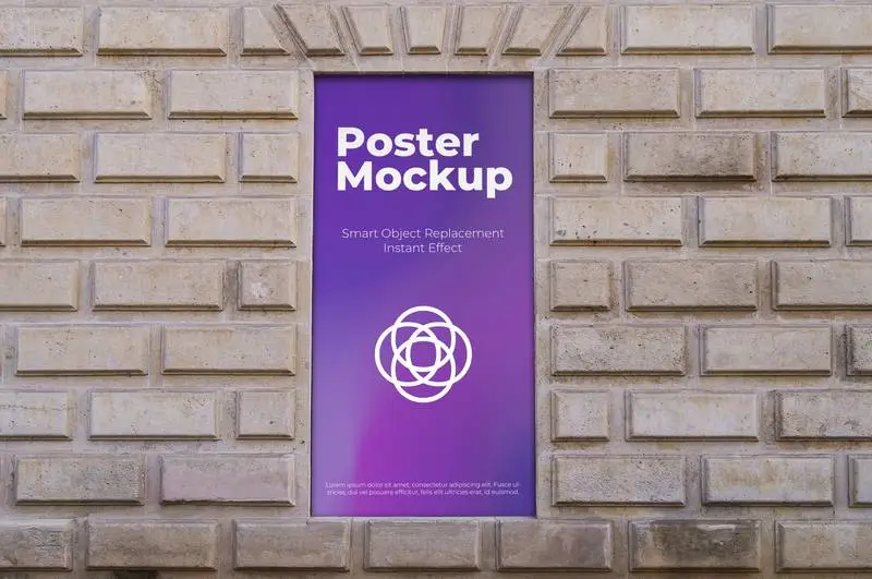 Mockup of a Vertical Poster in the Niche of a Classical Stone Building