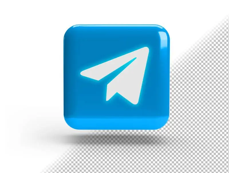 Realistic 3D Square with Telegram Logo