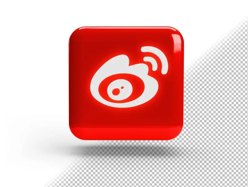 Realistic 3D Square with Weibo Logo