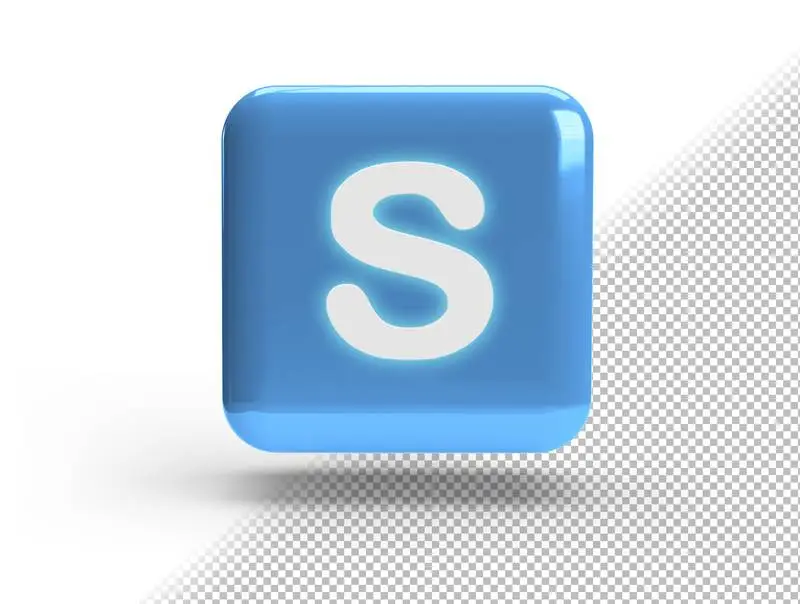 Realistic 3D Square with Skype Logo