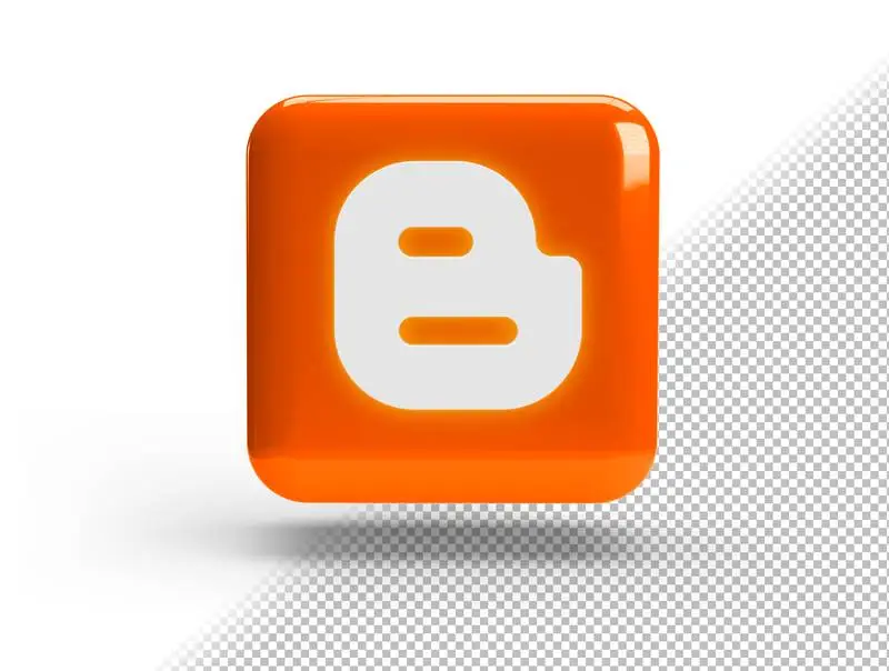 Realistic 3D Square with Blogger Logo