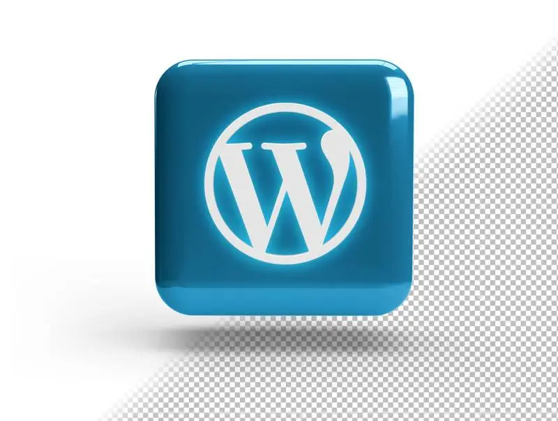 Realistic 3D Square with WordPress Logo