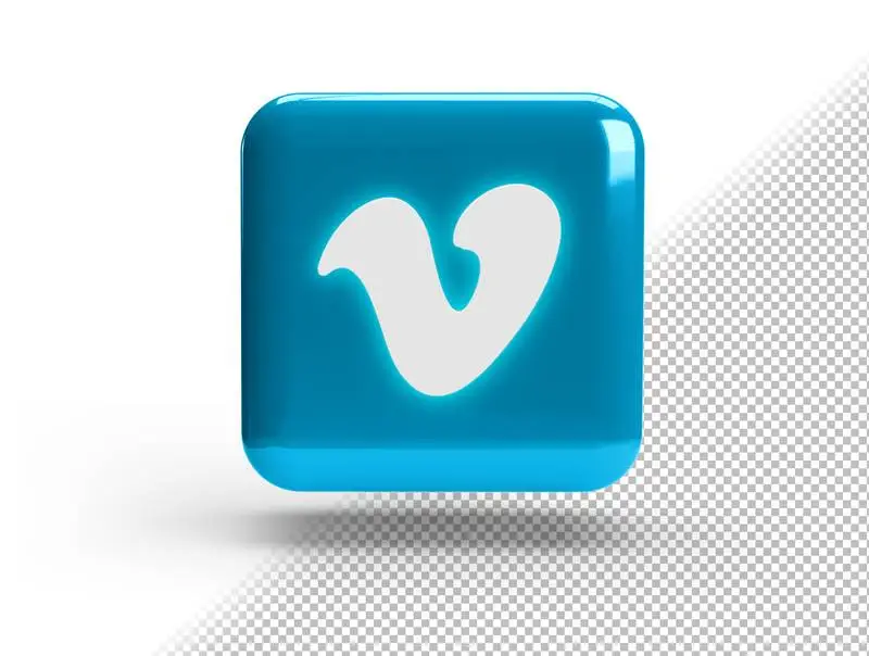 Realistic 3D Square with Vimeo Logo