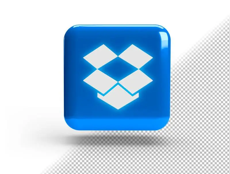 Realistic 3D Square with Dropbox Logo