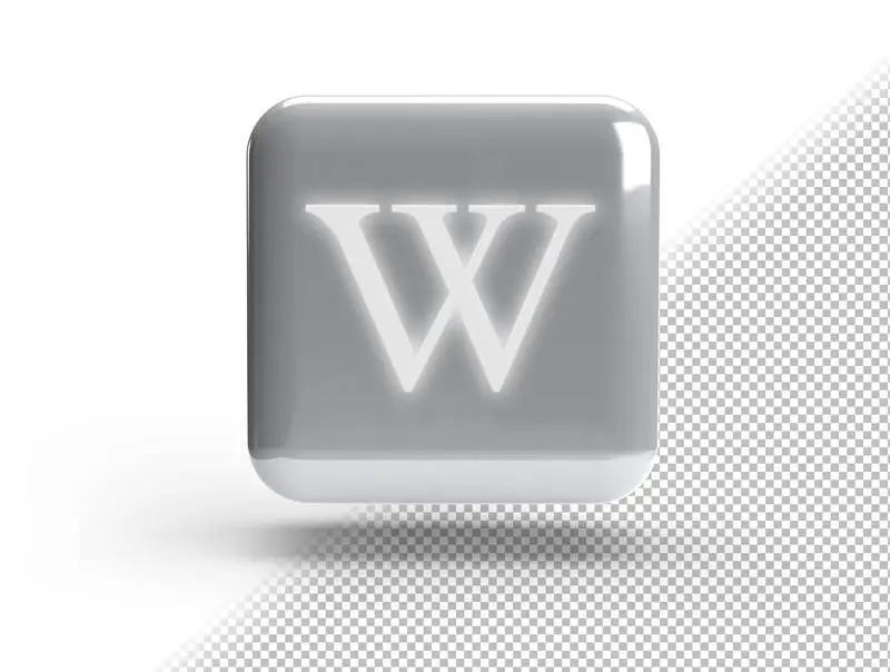 Realistic 3D Square with Wikipedia Logo