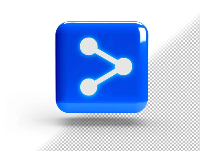 Realistic 3D Square with Share Button